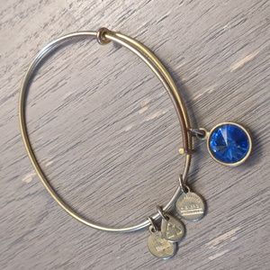 Alex and Ani Gold colored sapphire charm bracelet